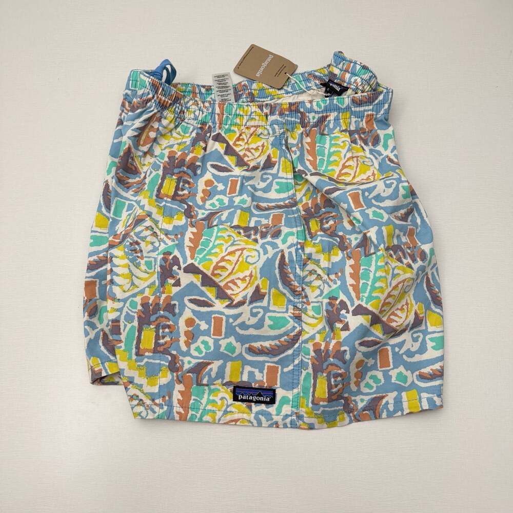 Patagonia Women’s Funhoggers Shorts XL Thriving Planet Lago Blue NWT 57160